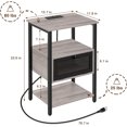 thumbnail image 2 of Nightstand with Charging Drawer Side Table Gray, 2 of 5