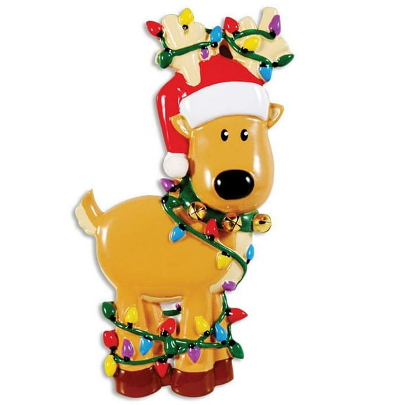 Deer Tangled In Lights Personalized Christmas Ornament DO-IT-YOURSELF