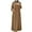 Brown, variant on GigrtiJin Women's Fall Plus Size Crewneck Maxi Dress Elegant Lantern Long Sleeve Pleated Front Solid Color Dresses