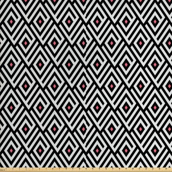 Edgy Fabric by the Yard, Minimalist Maze Inspired Design with Zigzags Modern Style Art, Decorative Upholstery Fabric for Sofas and Home Accents, 2 Yards, Charcoal Grey White by Ambesonne