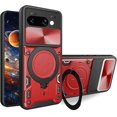 thumbnail image 1 of KOMI for Google Pixel 9A Case with Magnetic Ring Kickstand, Lens Protection Shockproof Stand Case with Slide Camera Cover for Pixel 9A Red, 1 of 5