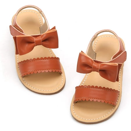 

QWZNDZGR Toddler Girl Sandals - Flower Girl Dress Shoes Open Toe Little Kid Summer Flats