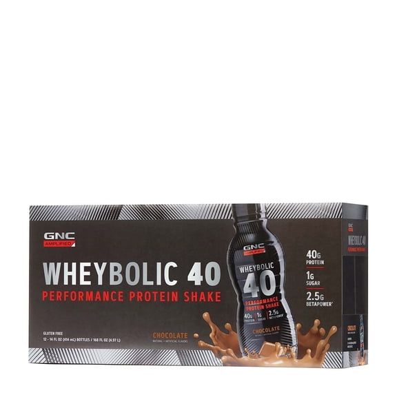 GNC AMP Wheybolic 40 - Chocolate - 14oz. (12 Bottles)