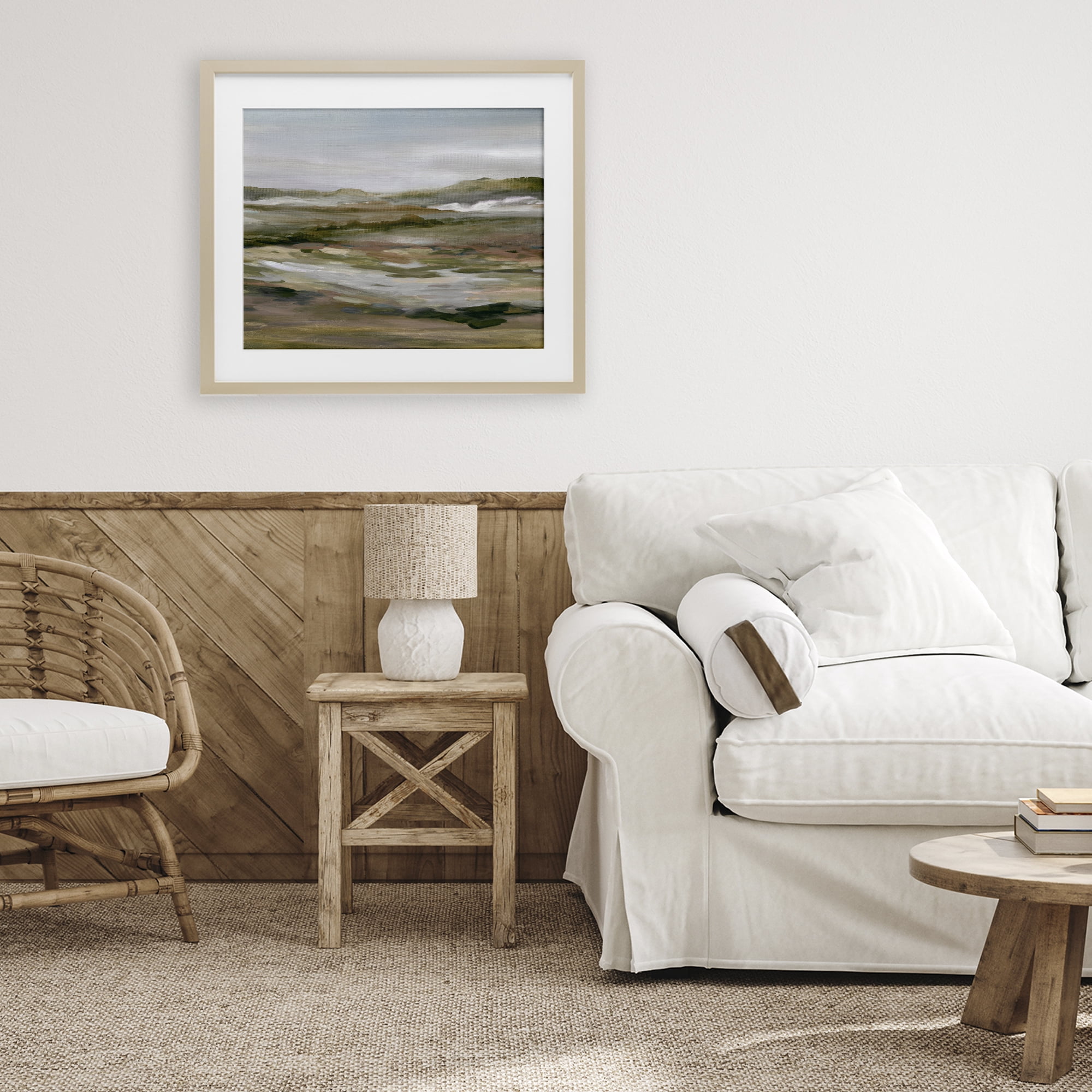 Stupell Industries Natural Meadow Abstract Horizon Birch Framed Print Under Glass, design by Carol Robinson