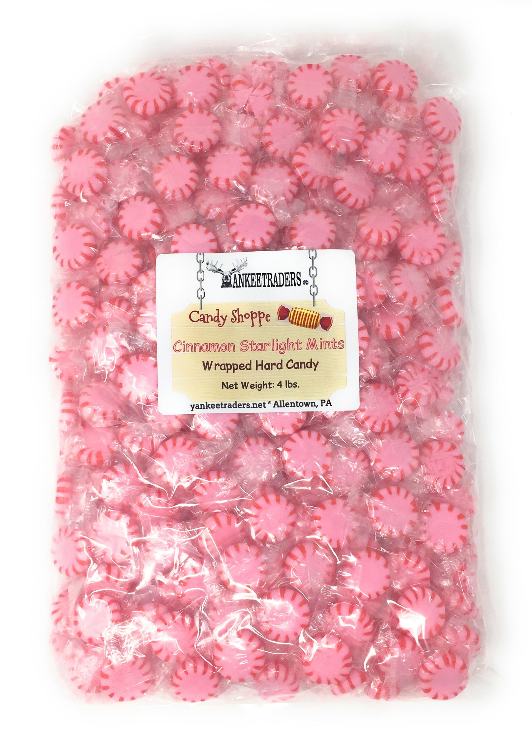 YANKEETRADERS Brand, Cinnamon Starlight Mints, Wrapped Candy, 4 lbs