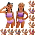 thumbnail image 2 of CCRFTGI Girls Swimsuit Size 10-12 Two Piece Sets Swimming Bathing Suit Beach Holiday Gradient Bikinis Cute Summer Girls Clothes Swim Suit Kids Bikini Light Blue 9-10 Years, 2 of 9