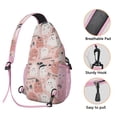 thumbnail image 3 of Sling Backpack,Pink Hued Cute Halloween Ghosts Pattern Sling Bag with Water Bottle Holder,Waterproof Sling Bag for Men/Women with Headphone Jack for Hiking,Travel, 3 of 6