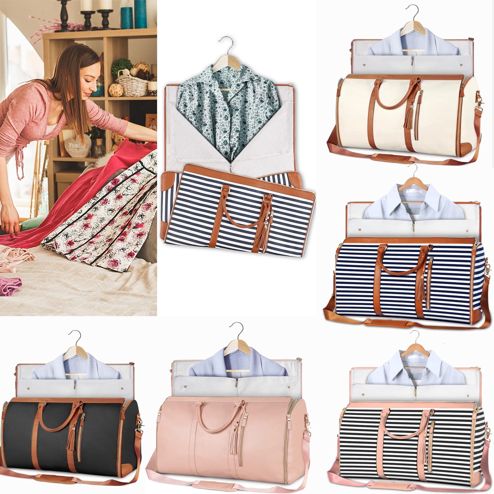 HongHeng Clearance Under $2.00 Garment Bags for Travel Waterproof Garment Duffle Bags Stylish Garment Bag Duffle Bag Foldable Travel Bag