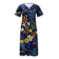 thumbnail image 4 of Edvintorg Women's Summer Dresses 2024 Beach Casual Short Sleeve Floral Print Loose Midi Dress With Pocket On Clearance, 4 of 4
