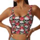 thumbnail image 1 of Fotbe Skull and Roses Sujetador Deportivo Largo sin Aros para Mujer con Almohadillas y Soporte Medio, Transpirable y Absorbente, Camiseta Tipo Chaleco o Tank Top-XX-Large, 1 of 8