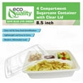 thumbnail image 4 of 4 Compartment Compostable Food Storage Takeout Container with Clear Lids - Biodegradable, Sugarcane, Plant Fiber, Heavy Duty, Microwavable, Tree Free, Ecofriendly, Lunch Trays, Meal Prep, Bento (300), 4 of 7