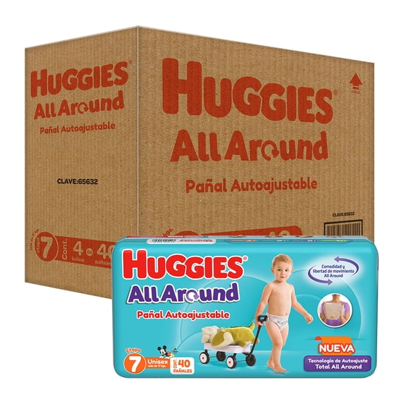 Pañales Huggies All Around Autoajustable Etapa 7 Unisex  160 piezas