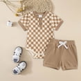 thumbnail image 2 of TOWED22 Baby Boy Tractor Print Summer Clothes Short Sleeve T-Shirt Shorts 2 Piece Outfit Khaki,9-12 M, 2 of 7