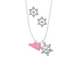 thumbnail image 2 of Delight Jewelry Acrylic 3/4" Hot Pink Cheer Megaphone Silver tone Snowflake Charm Necklace and Stud Earrings, 2 of 4