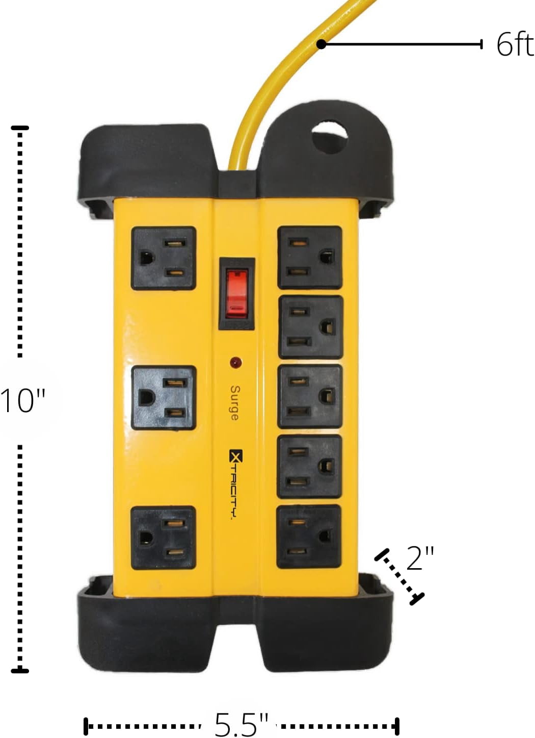 Xtricity 8-Outlet Heavy Duty Grounded Surge Protector Power Strip, 1200J, 6 Foot
