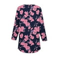 thumbnail image 4 of Olyvenn Womens Casual Tops,Womens Tops 3/4 Sleeve Button Down Shirts V Neck Loose Casual Blouses Floral Print Tshirts Multicolor XXL, 4 of 5