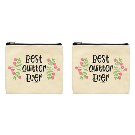 ThisWear Coworker Leaving Gifts for Women Best Quitter Ever Floral 2-Pack Cosmetic Accessory Bags