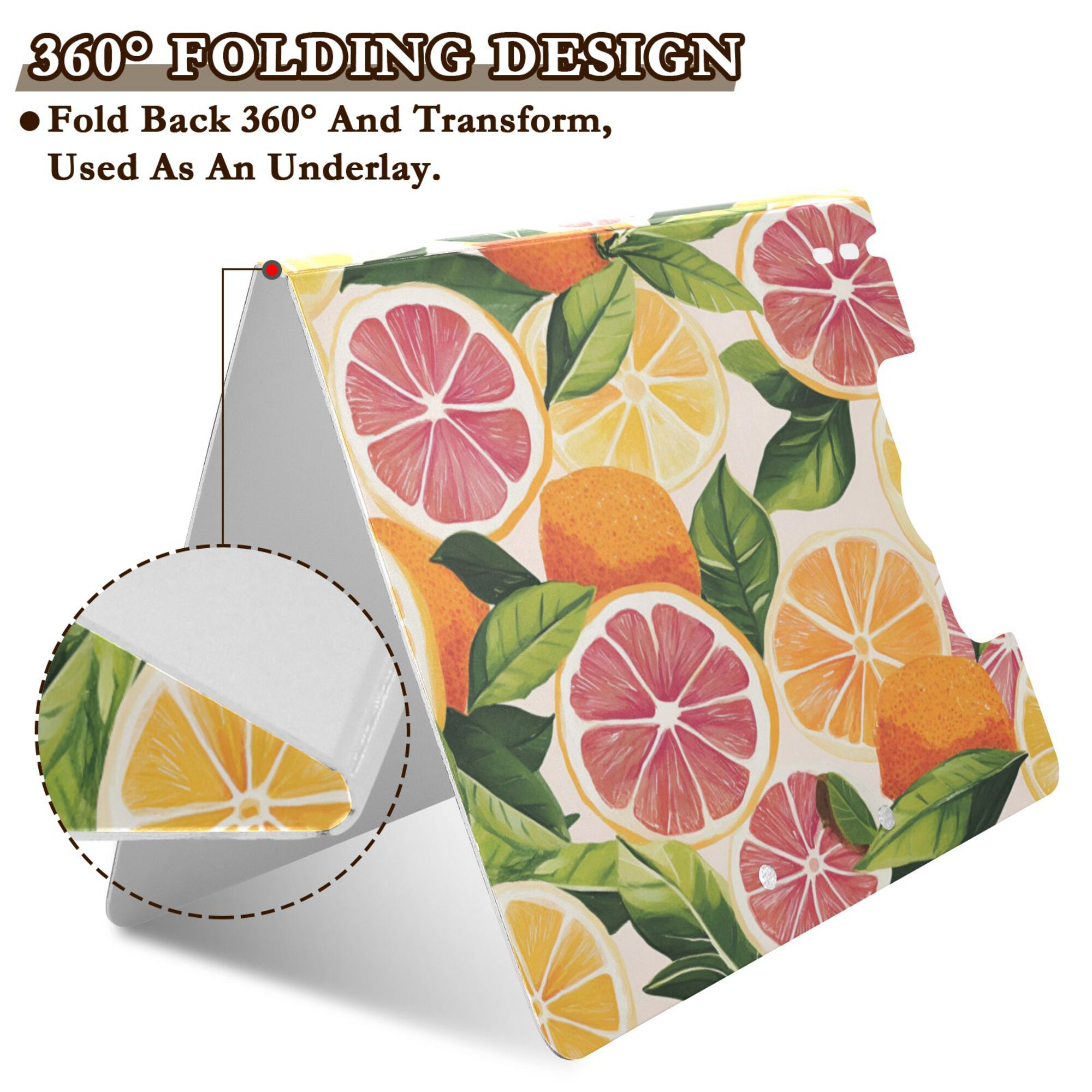 FORMRS A4 Clipboard Folder with Pen Holder Horizontal Foldable School Office Binder, Citrus Leaves