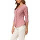 thumbnail image 4 of Blusa de mujer Inspire Chic con cuello en V, mangas 3/4, estampado de lunares y corazones, parte delantera con botones, color rosa, talla 3XL, 4 of 7