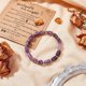 thumbnail image 5 of Pulsera de piedras preciosas de 8 mm con columna de amatista natural, pulsera de cuentas de piedras preciosas naturales, pulsera elástica estirable con tarjeta de felicitación., 5 of 6