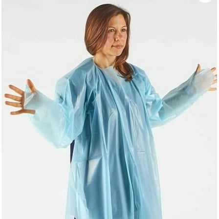 Polyethylene, Level 1, Disposable, Non-Surgical Isolation Gowns, Blue, 150 pcs/case (10 Bags of 15 Gowns per case)