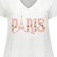 thumbnail image 4 of Inktastic Pink Paris Eiffel Tower with Flowers Women's Plus Size V-Neck T-Shirt, 4 of 5