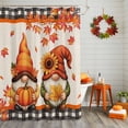 thumbnail image 2 of Shower Curtain 36"W x 78"L Gnomes Thanksgiving Pumpkins Maple Leaves Fabric Shower Curtains Set with Hooks Water Repellent Bathroom Curtains Machine Washable Bathroom Accessories, 2 of 6