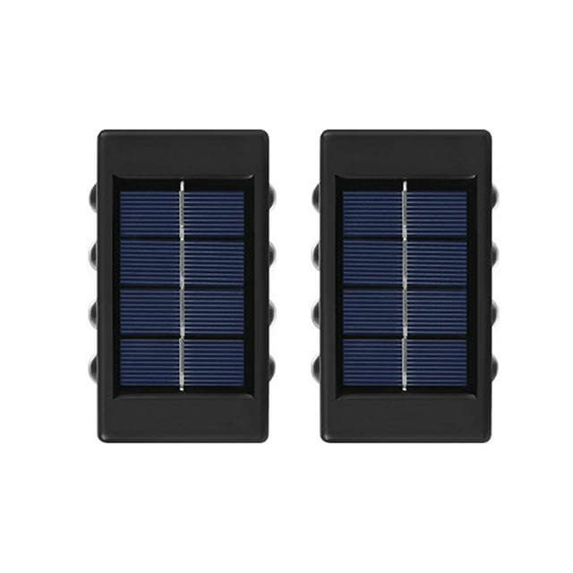 Bearachild Lámpara de pared de valla de camino de luz Solar recargable para patio, 2 piezas, luces de cubierta automáticas para jardín, Iluminación y accesorios 8LED cálido