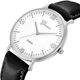 thumbnail image 2 of Reloj unisex para hombres y mujeres Reloj de pulsera con esfera de vidrio redondo y correa de PU de cuarzo (negro, plateado y blanco), 2 of 5