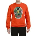 thumbnail image 2 of Day Of The Dead Calavera Skull Colorful Trippy | Mens Pop Culture Crewneck Graphic Sweatshirt, Orange, 2XL, 2 of 4