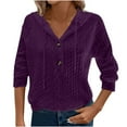 thumbnail image 2 of Antinious Womens Plus Size Solid Cable Knit Sweater Jacket for Women Long Sleeve Button Casual Outerwear With Pockets,Warm Trench Coat,Jackets for Women Trendy,Purple,XXL, 2 of 5