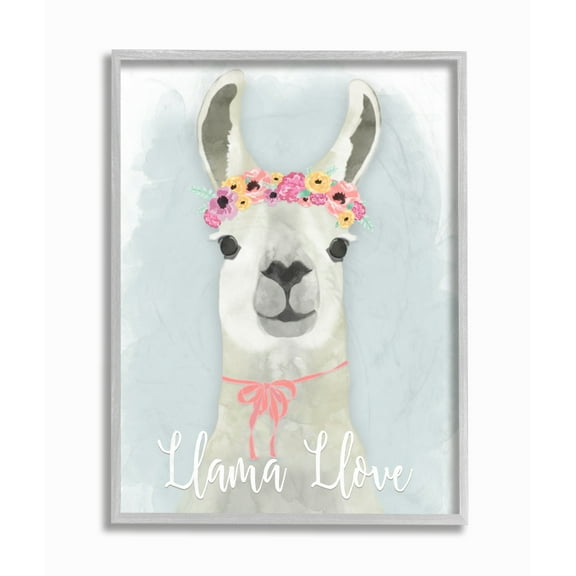 Stupell Industries Llama Love Pink Flower Tiara Framed Wall Art by Jessica Mundo