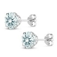 thumbnail image 3 of Gem Stone King 10K White Gold White Zirconia Stud Earrings for Women Men (2.56 Cttw, Gemstone Birthstone, Round 7MM), 3 of 5
