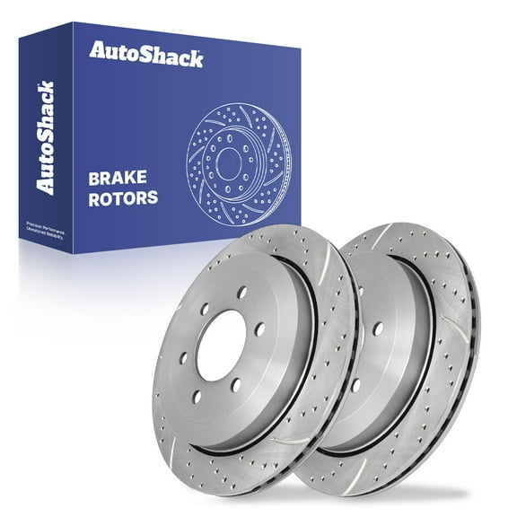 AutoShack 13.46" (342 mm) Rear Vented Drilled & Slotted Brake Rotors Coated | Replacement for 2007-2017 Ford Expedition 2007-2017 Lincoln Navigator | Silver Zinc Coated | 2-PC Set | SilverShield Pro