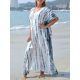 thumbnail image 5 of Vestido maxi de gran tamaño para mujer Tie Die Printed V Neck Beach Robe Cover Ups Irfora Vestido, 5 of 7