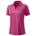 thumbnail image 5 of Nestiefly Polo Shirts for Women Short Sleeve Golf Shirts V Neck Collared Top Cooling Lightweight Tennis Work Hot Pink L, 5 of 7