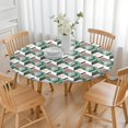 thumbnail image 3 of Green Pink Geometric Pattern Round Fitted Tablecloth with Elastic Edge,Dining Table Cover Waterproof,Outdoor Round Tablecloth for Camping,Dining,Indoor and Outdoor, 3 of 7