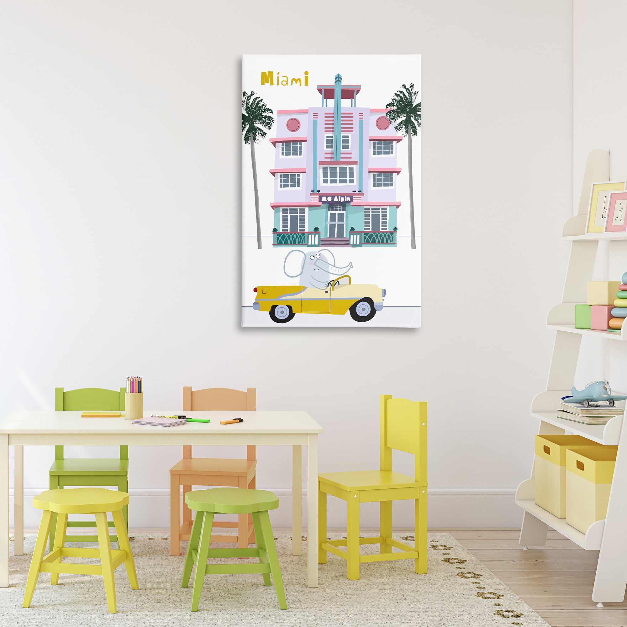 Elephant & Miami Hotel Canvas Wall Art, design by Carla Daly
