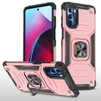 Motorola G Stylus 5G 2022 Case, Rosebono Hybrid Slim Colorful Armor Cover Case With Adjustable Integrated 360 Degree Rotating Ring Kickstand For Motorola G Stylus 2022 5G (Rose Gold)