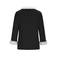 thumbnail image 4 of Christmas Fuzzy Fleece Pullover Tops, V Neck Long Sleeve Sweater Tops, Fall Trendy Blouses, 4 of 7