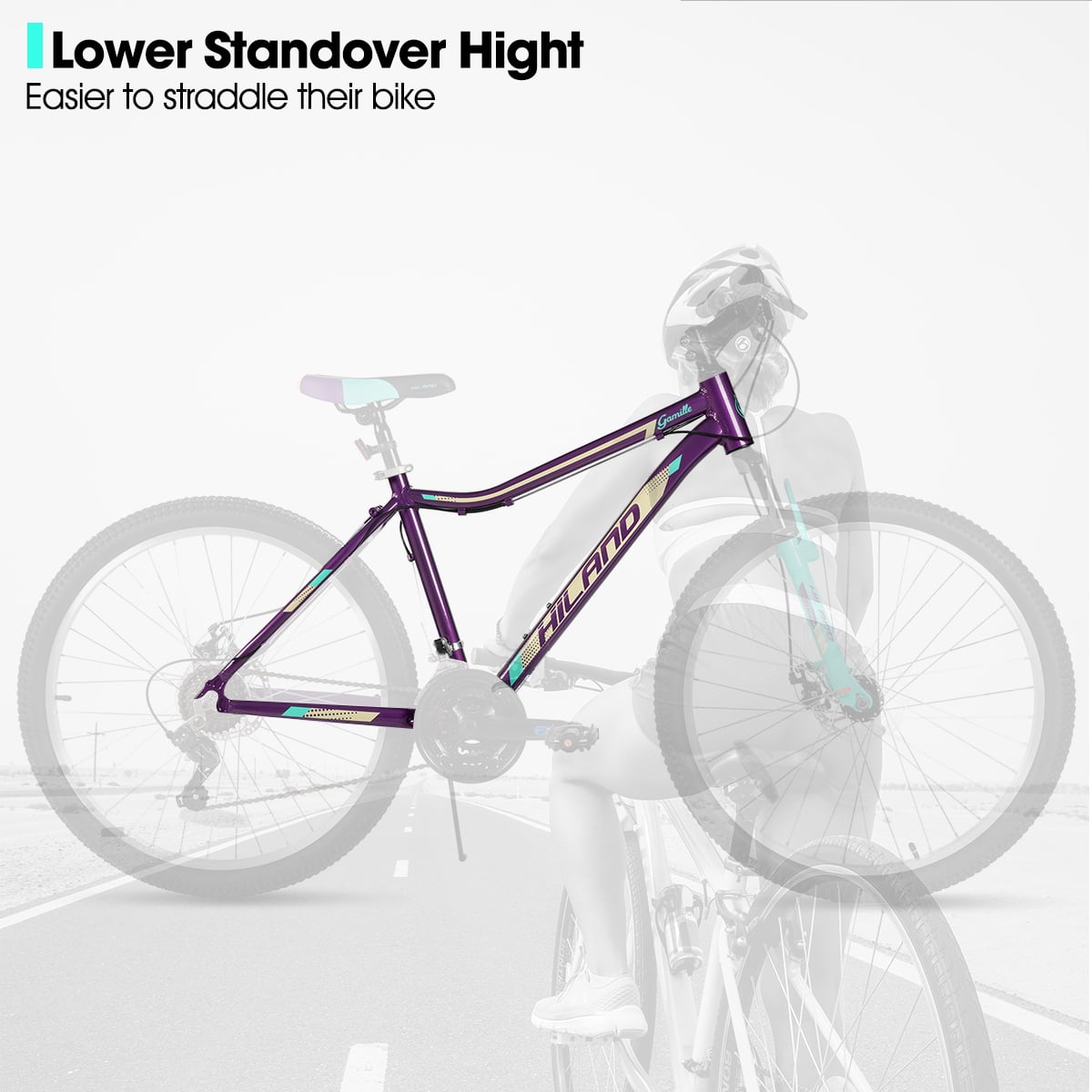 Hiland 26 Inch Mountain Bike, 18 Speed MTB with Dual Disc Brake, Mountain Bike for Women , Aluminium Frame Bicycle