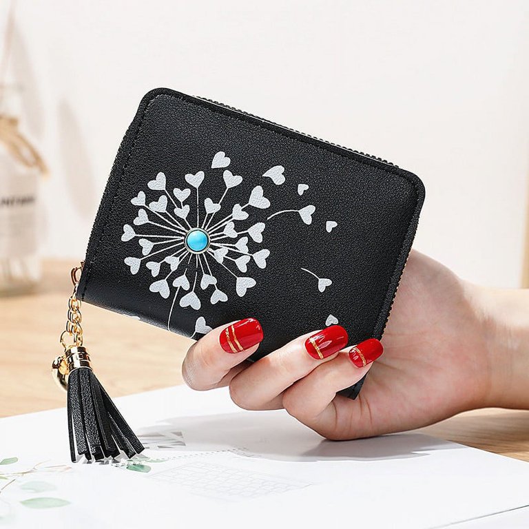 CoCopeaunts Women Tassel Wallet Ladies Small Mini Coin Purse Wallets Short  Zipper Credit Card Holder for Cute Female Purses Wallet