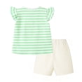thumbnail image 4 of HILEELANG Little Girls 100% Cotton Bunny Stripe Ruffle Short Set, Sizes 7T, 4 of 7