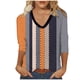 thumbnail image 2 of Fiudx Ofertas Del Día Top con Cuello En V y Manga 3/4 con Estampado Informal a La Moda para Mujer, 2 of 4