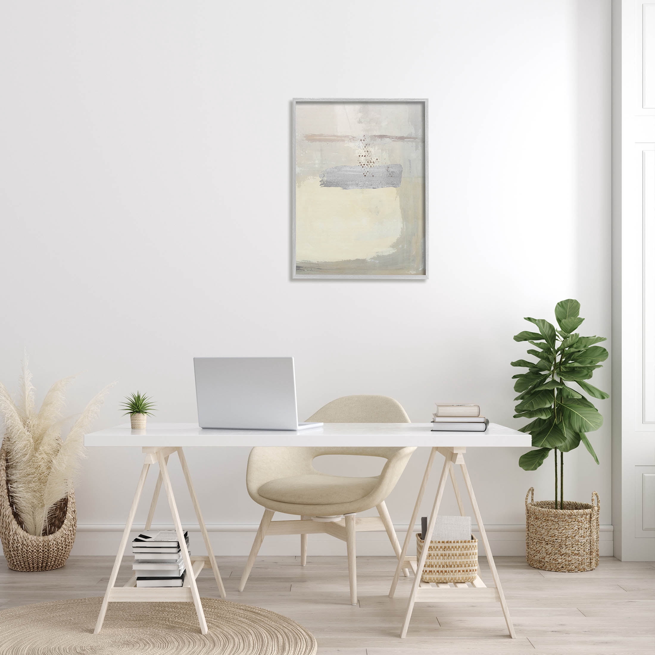 Beige Modern Abstract Arrangement Abstract Graphic Art Gray Framed Art Print Wall Art