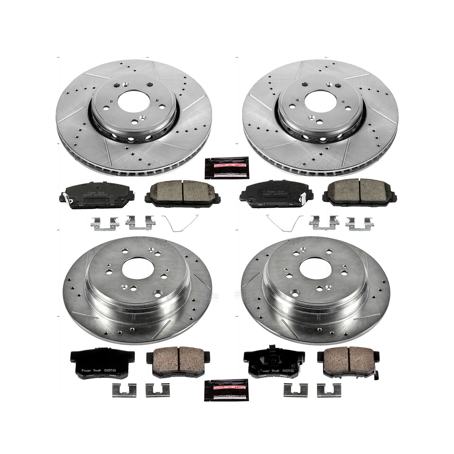 PowerStop Front and Rear Z23 Evolution Sport Carbon-Fiber Ceramic Brake Pad and Drilled & Slotted Rotor Kit Fits: ACURA Select Models K6939