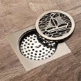 thumbnail image 3 of Bronze Bathroom Floor Drain - Antique Unique Square Shower Floor Drain, Carved Flower Toilet Garden Floor Drain 10 10cm, 3 of 5