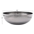 thumbnail image 2 of Bloomingville Round Hammered Metal Bowl, Oxidized Silver, 2 of 5