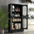 thumbnail image 3 of Black Metal Storage Cabinet with Doors and 3 Shelves (2 Adjustable) for Kitchen, Laundry Room, Home Office, Kids Room, 3 of 17