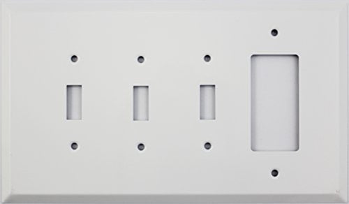 Oversized Smooth White Jumbo 4 Gang Combo Switch Plate 3 Toggle Light Switch Openings 1 Gfi Outlet Rocker Switch Opening Walmart Com Walmart Com